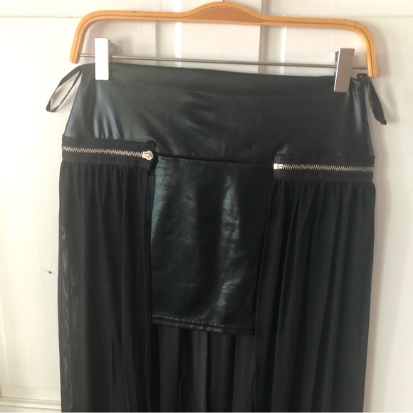 Two layer skirt zipper mini hi/lo goth maxi fantasy cosplay - Picture 2 of 5